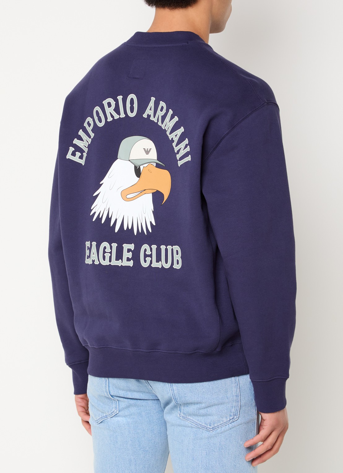 Armani Sweater met logo- en backprint - detail 4 donkerblauw