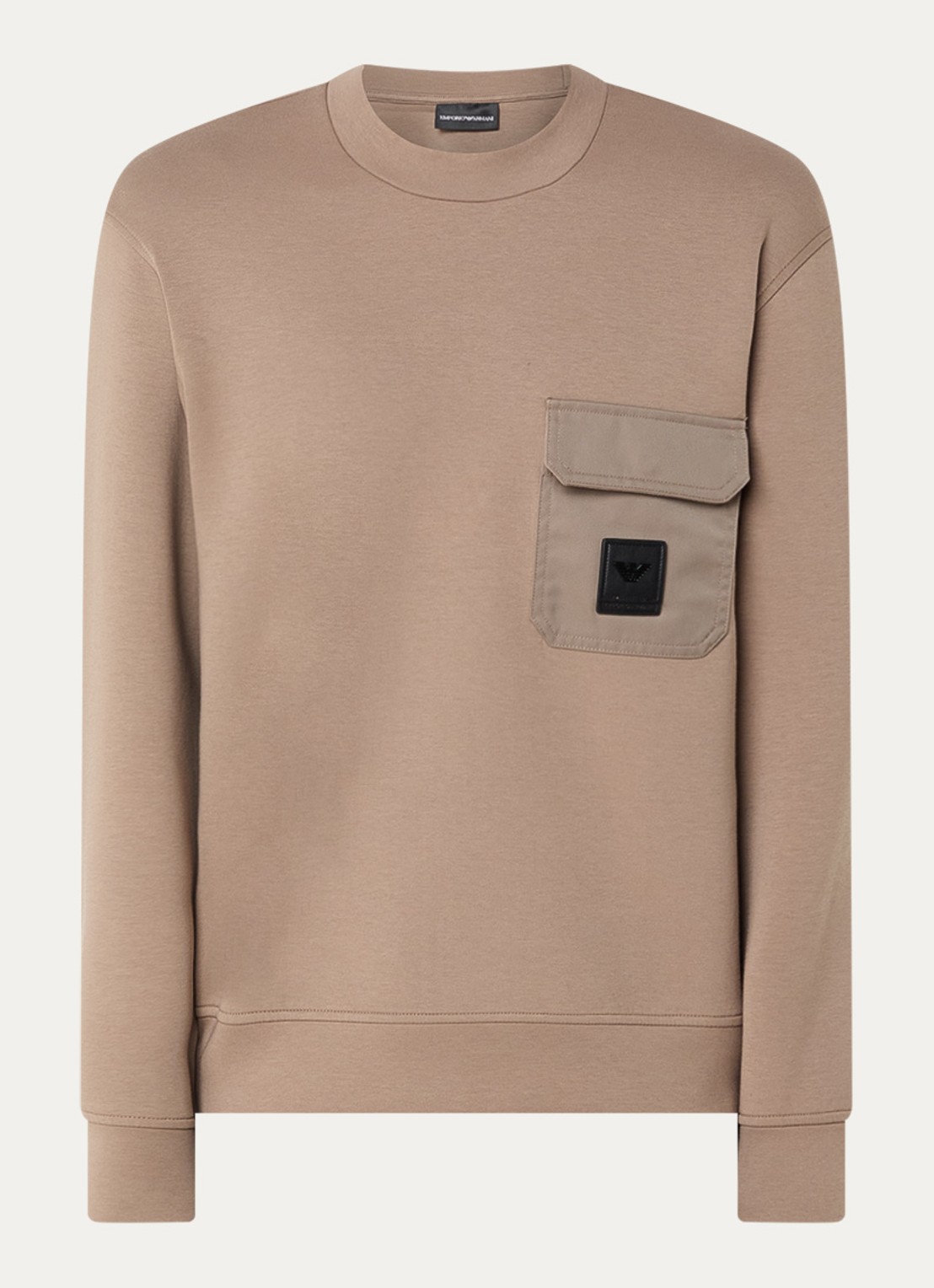 Armani Sweater met logo en borstzak - voorkant 3 zand