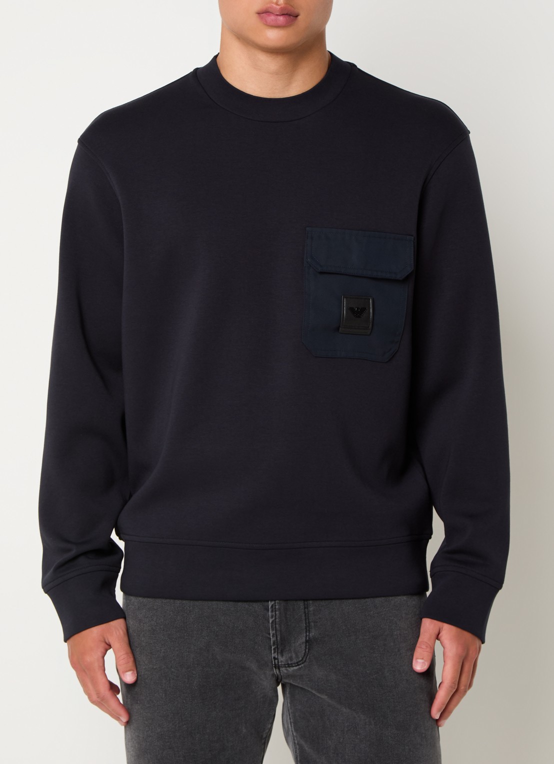Armani Sweater met logo en borstzak - detail 2 donkerblauw