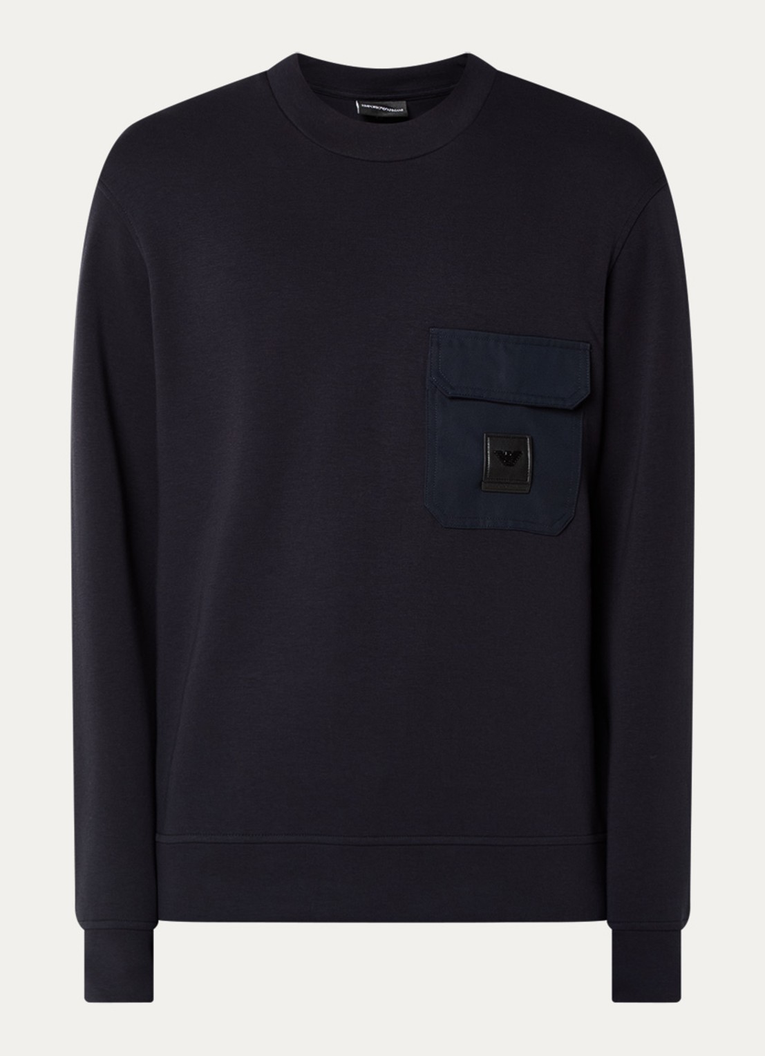 Armani Sweater met logo en borstzak - voorkant 3 donkerblauw