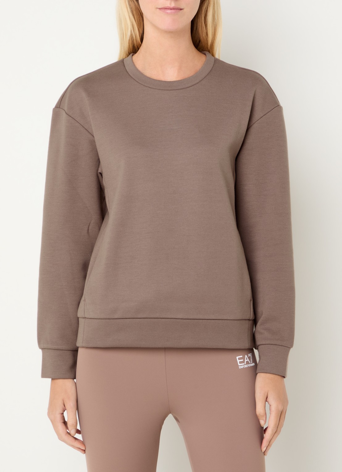 Armani Sweater met logo - detail lichtbruin