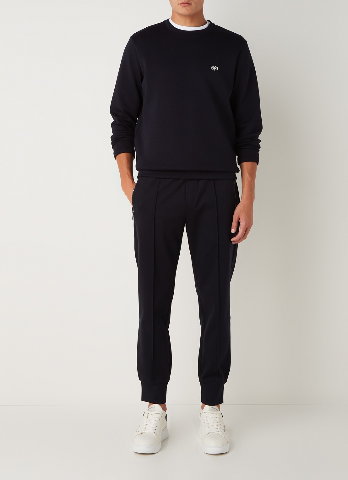 Armani Sweater met logo - voorkant 4 donkerblauw