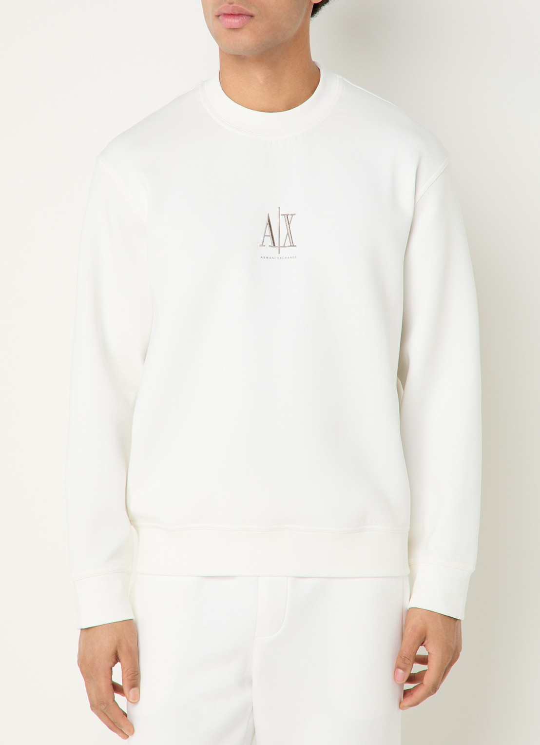 Armani Sweater met logoborduring - detail 4 gebroken wit
