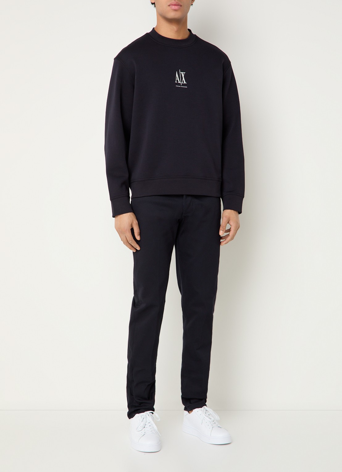 Armani Sweater met logoborduring - voorkant 4 donkerblauw