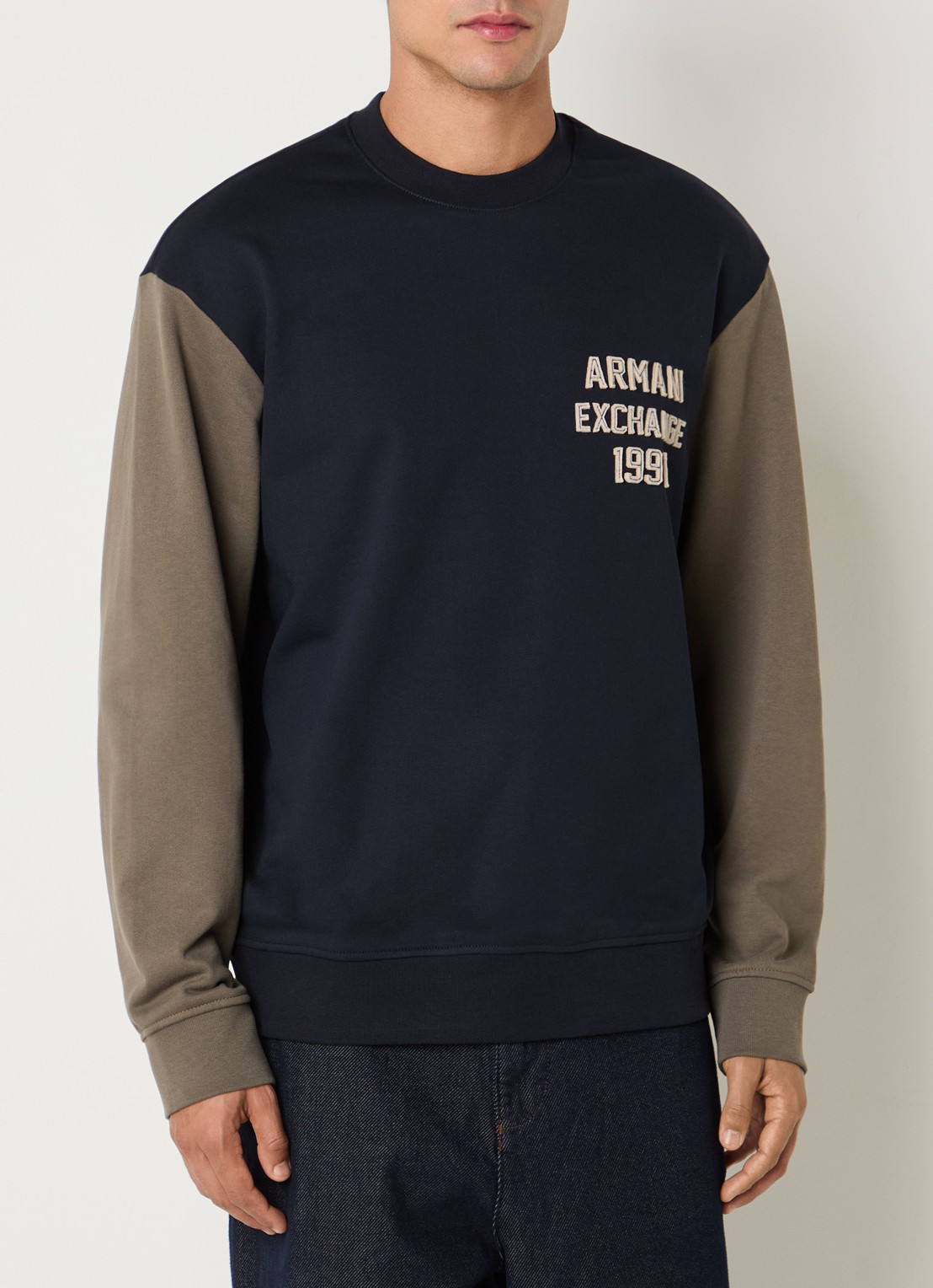 Armani Sweater met logoborduring - detail 3 donkerblauw