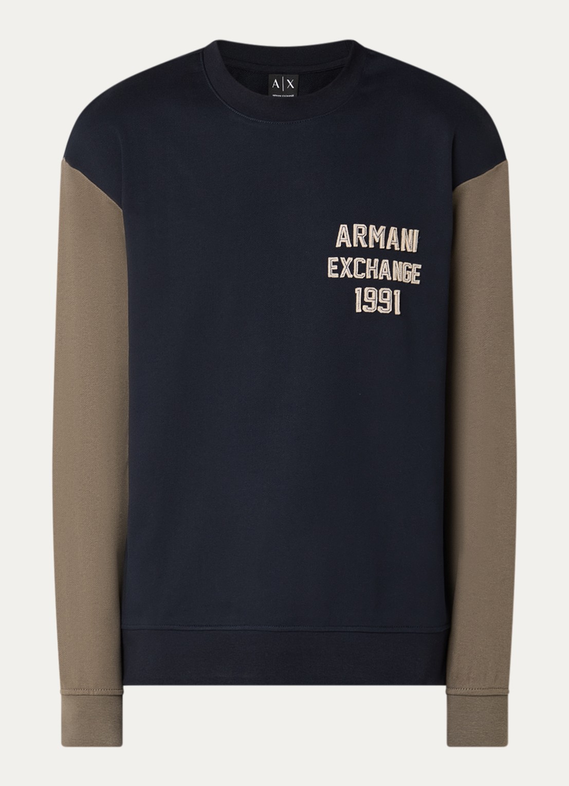 Armani Sweater met logoborduring - voorkant donkerblauw