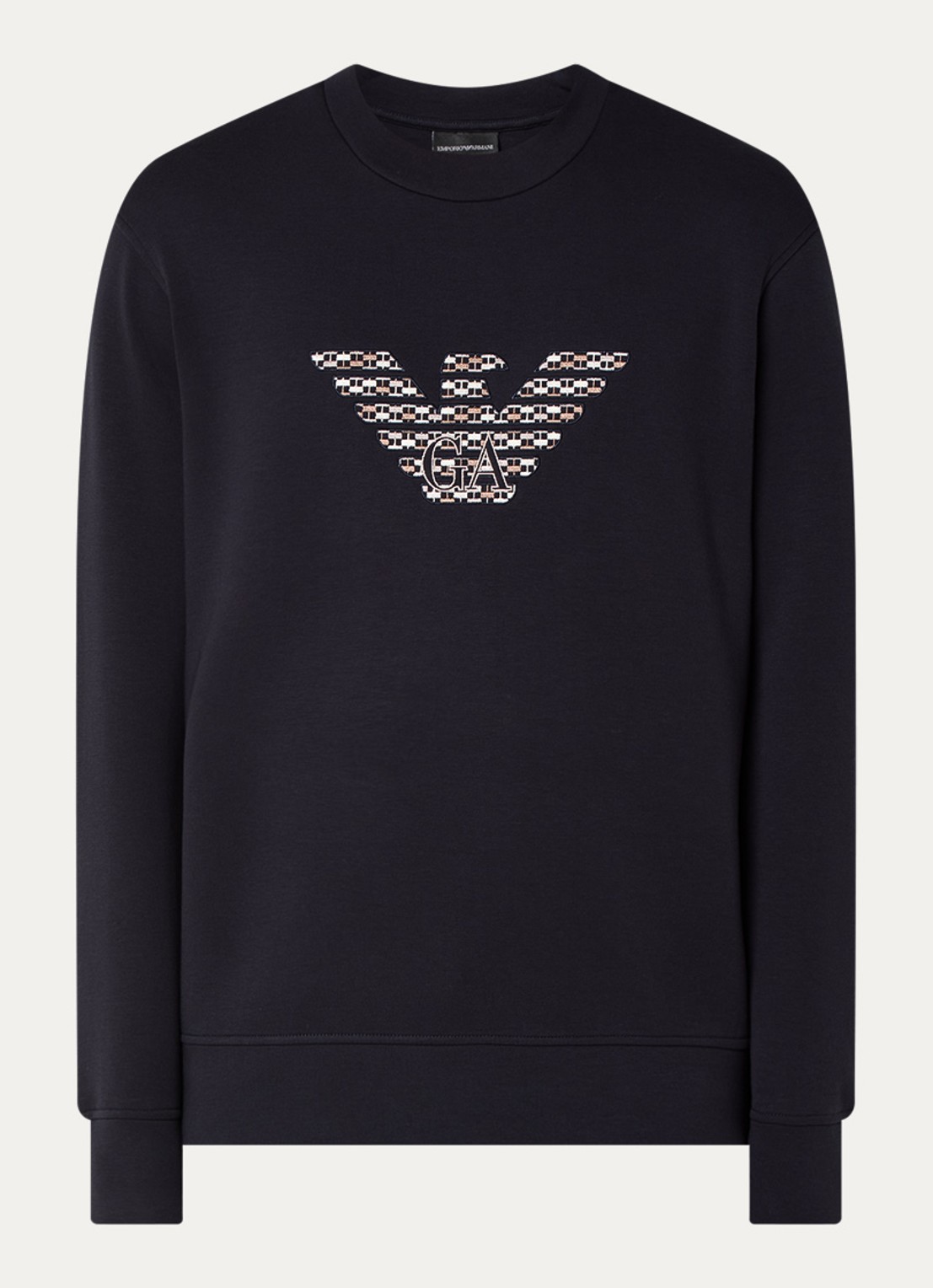 Armani Sweater met logoborduring - voorkant 3 donkerblauw