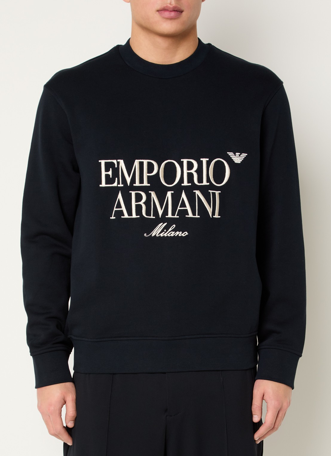 Armani Sweater met logoborduring - detail zwart