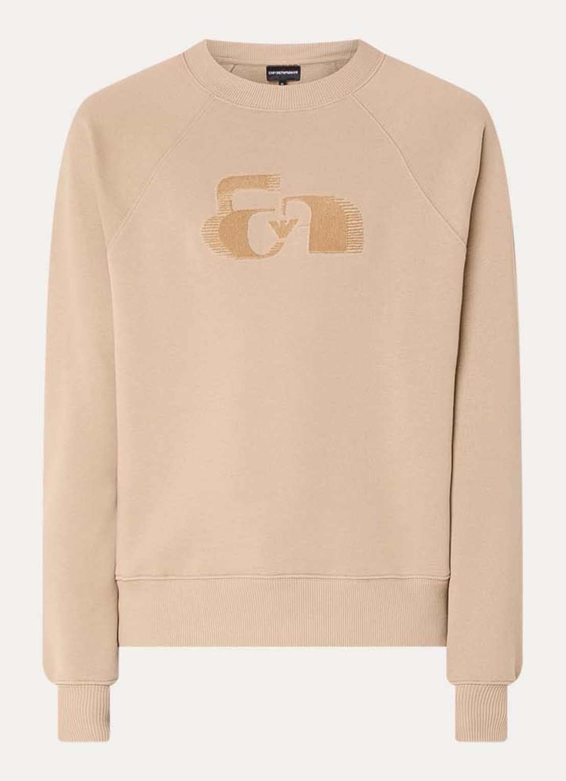 Armani Sweater met logoborduring - voorkant donkerbeige