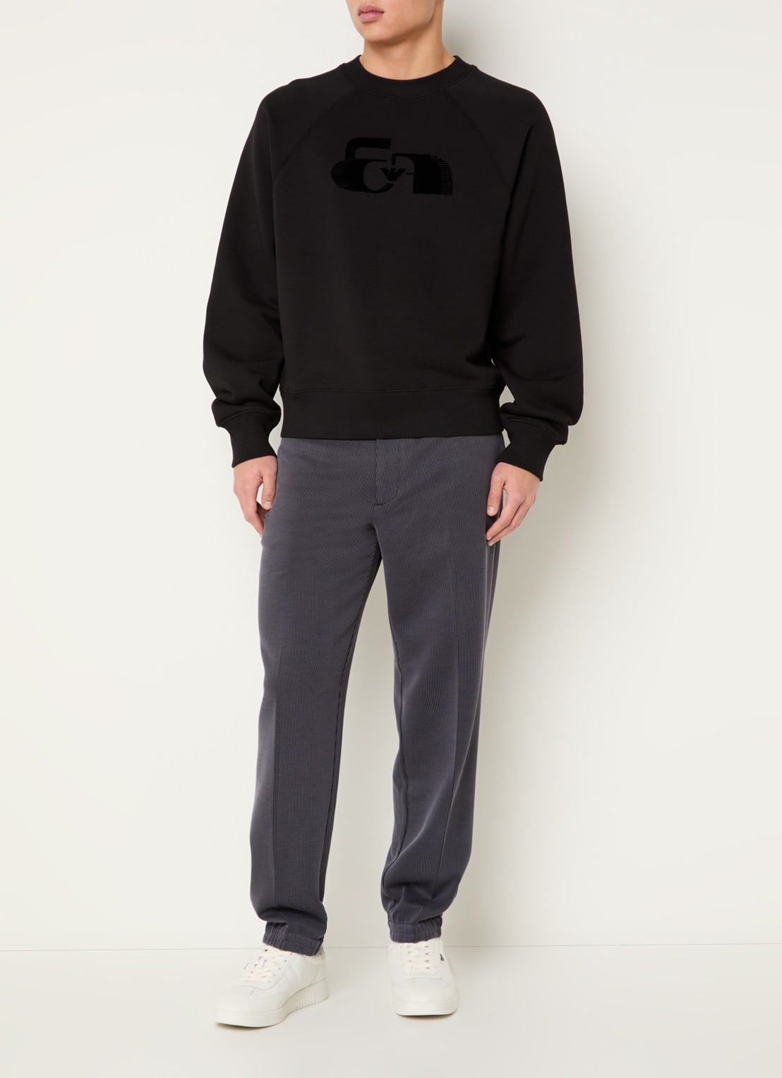 Armani Sweater met logoborduring - voorkant 3 zwart
