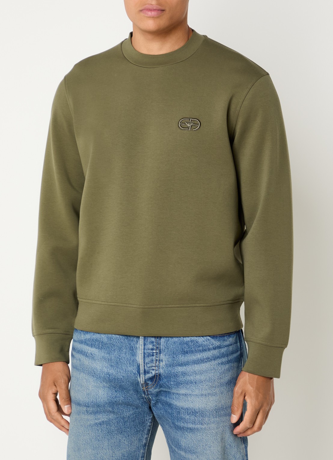 Armani Sweater met logoborduring - detail mosgroen