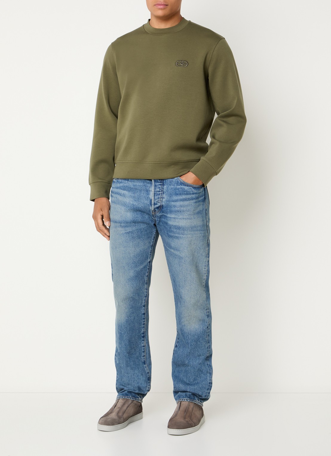 Armani Sweater met logoborduring - voorkant 4 mosgroen