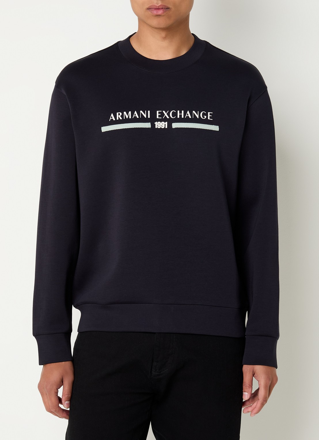 Armani Sweater met logoprint - detail 3 donkerblauw