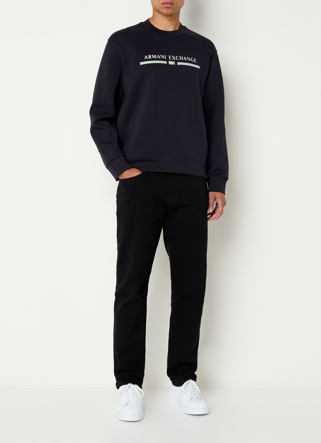 Armani Sweater met logoprint - voorkant 2 donkerblauw
