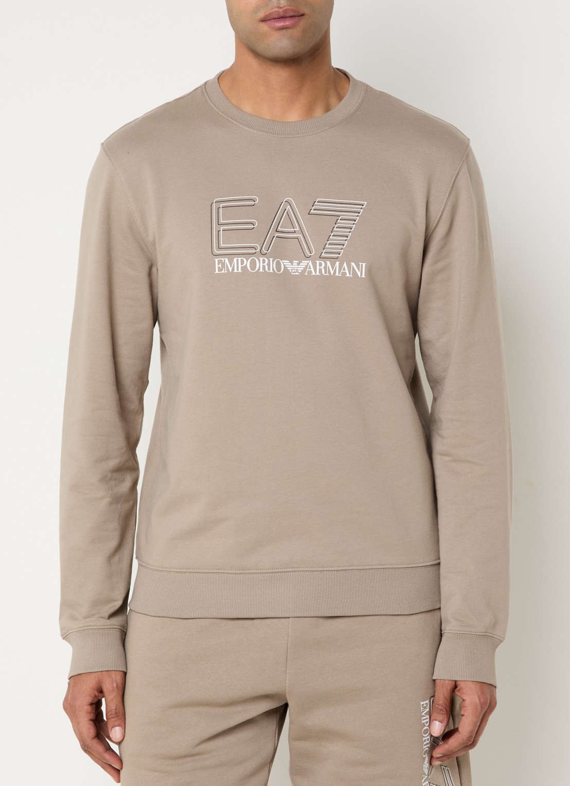 Armani Sweater met logoprint - detail 4 donkerbeige