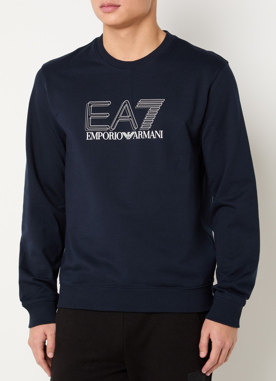 Armani Sweater met logoprint - detail 3 donkerblauw