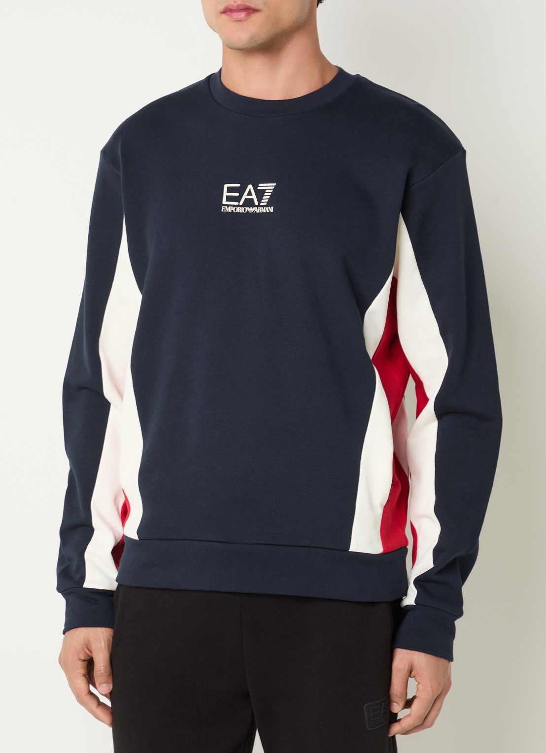 Armani Sweater met logoprint - detail donkerblauw