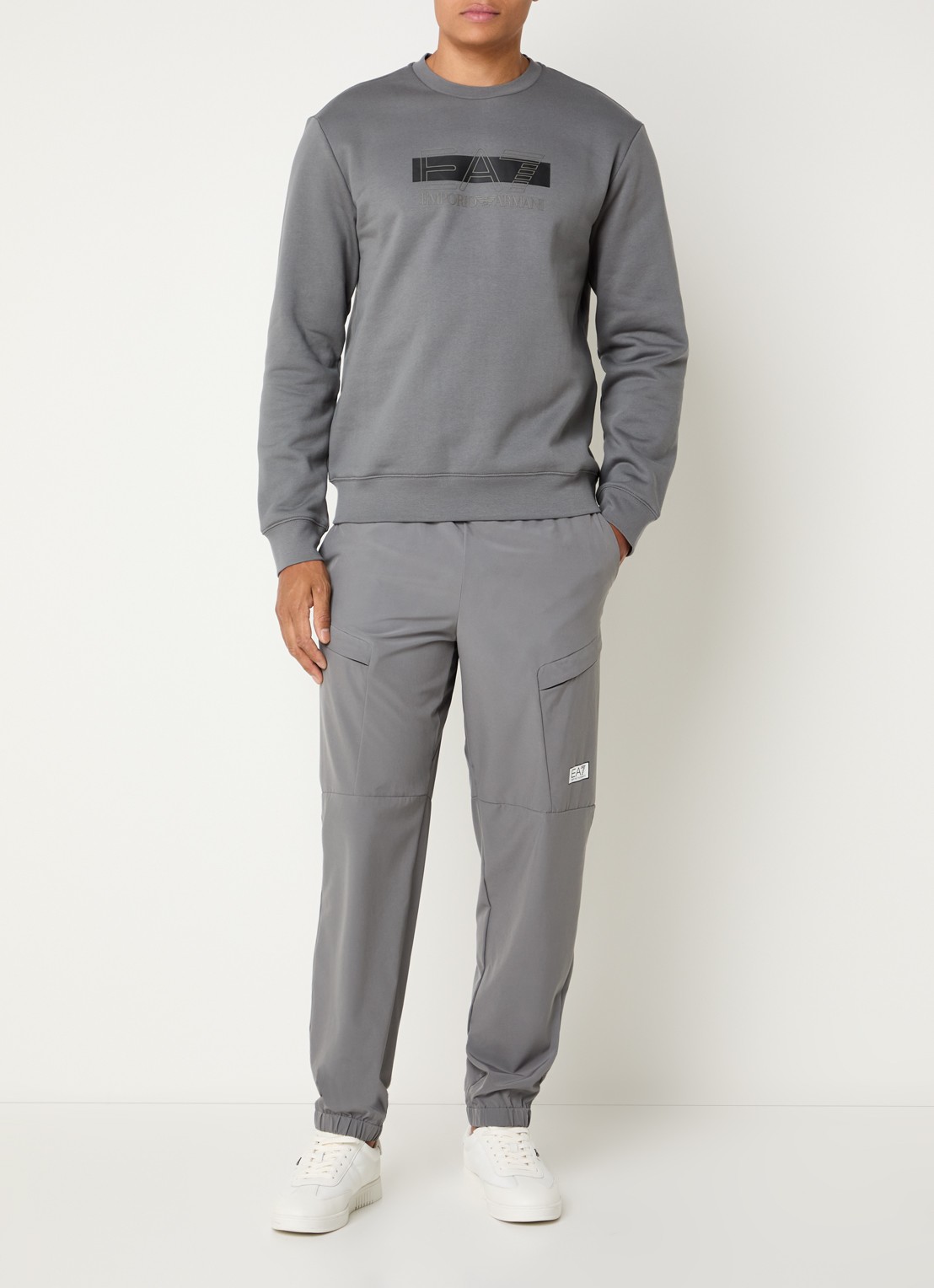 Armani Sweater met logoprint - voorkant 4 grijs