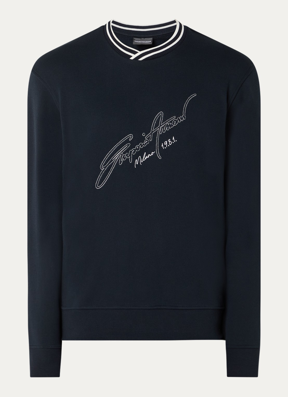 Armani Sweater met logoprint - voorkant 3 donkerblauw