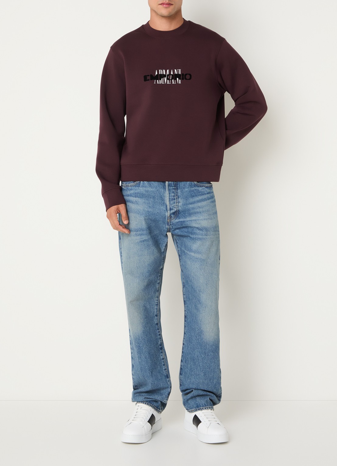 Armani Sweater met logoprint - voorkant 4 aubergine