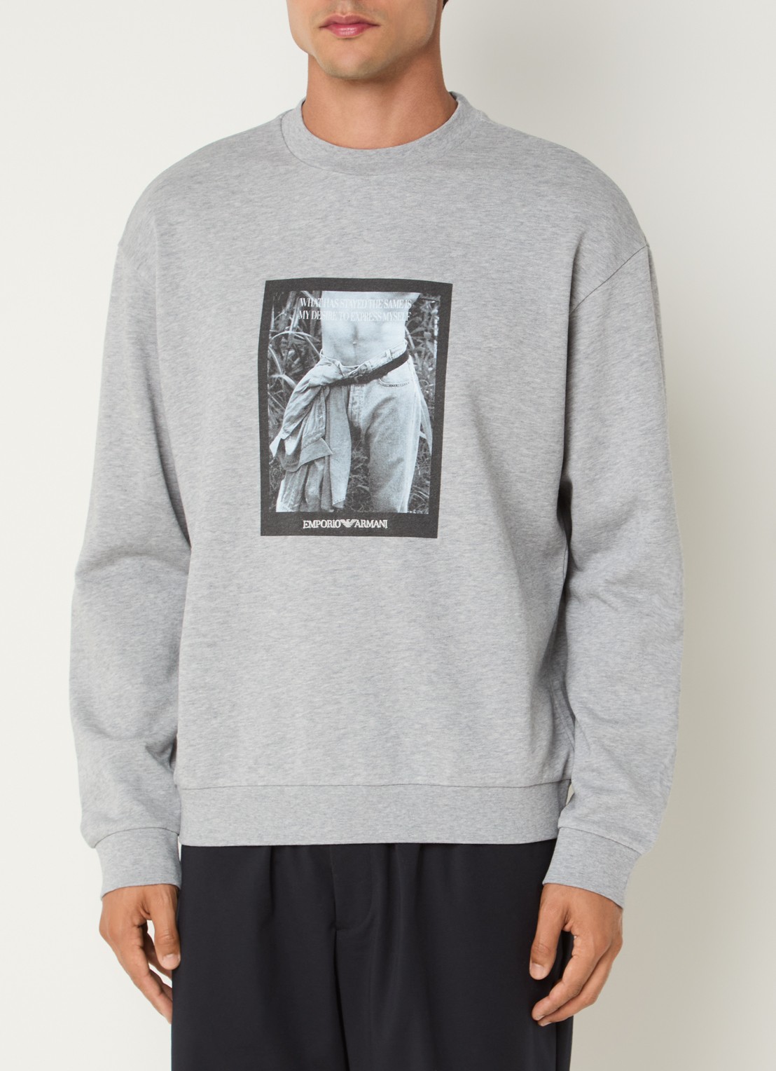 Armani Sweater met print - detail lichtgrijs