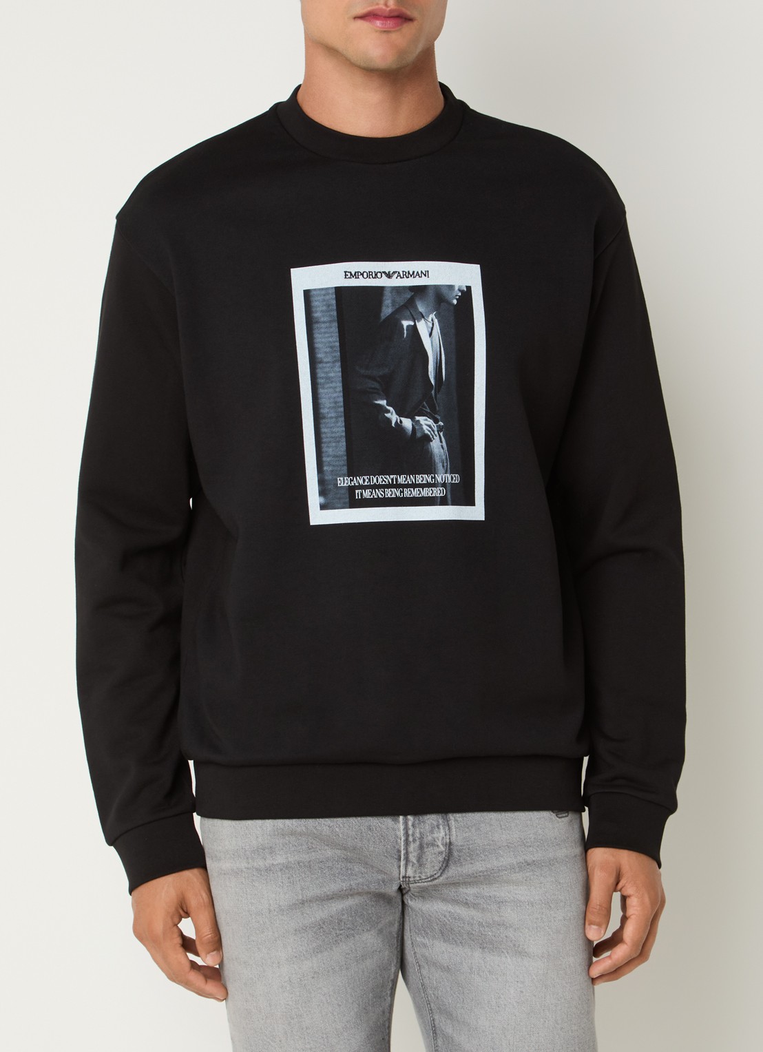 Armani Sweater met print - detail 3 zwart