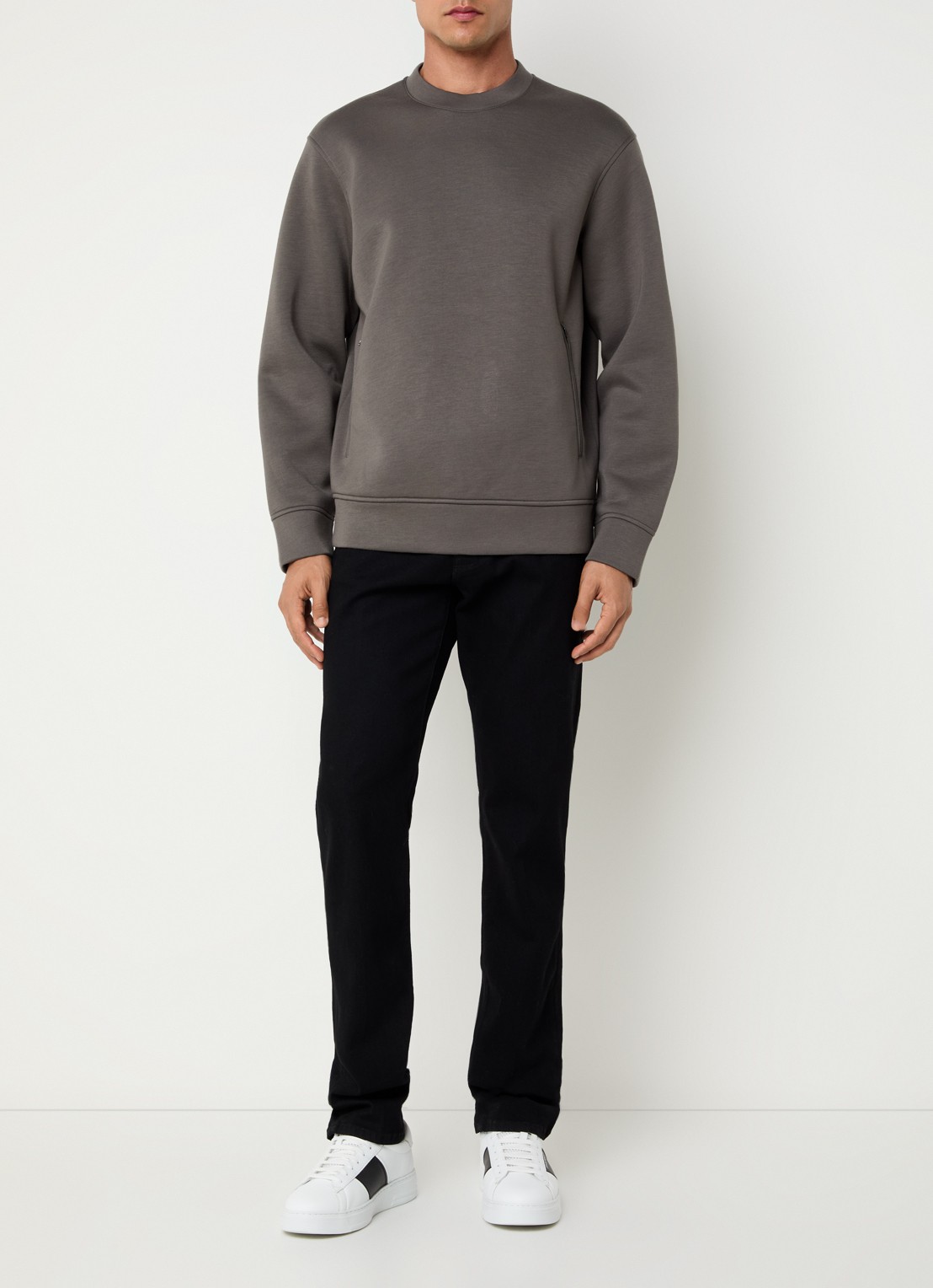 Armani Sweater met ritszakken - voorkant 3 donkergrijs