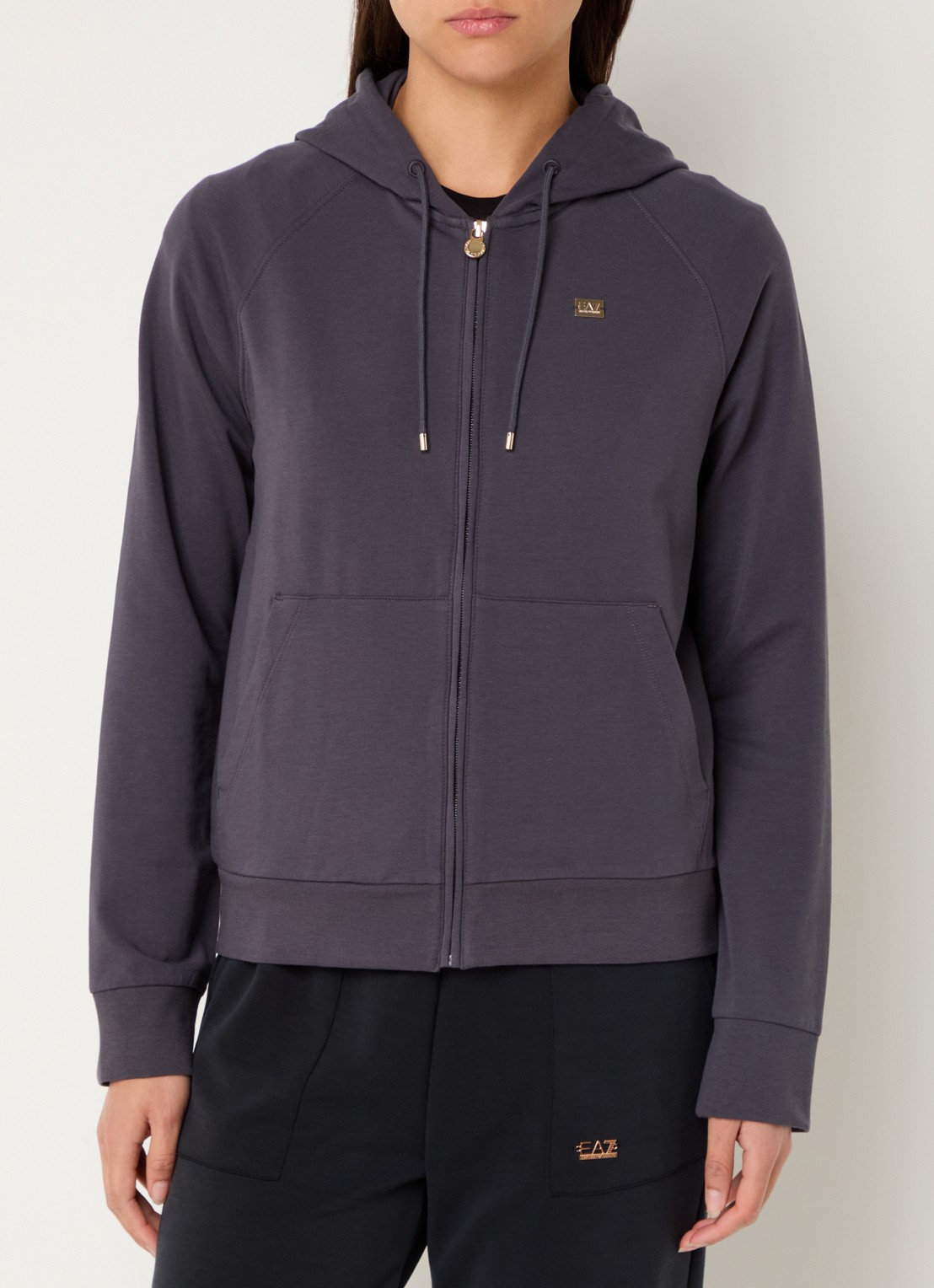 Armani Sweatvest met capuchon en logo - detail 4 antraciet