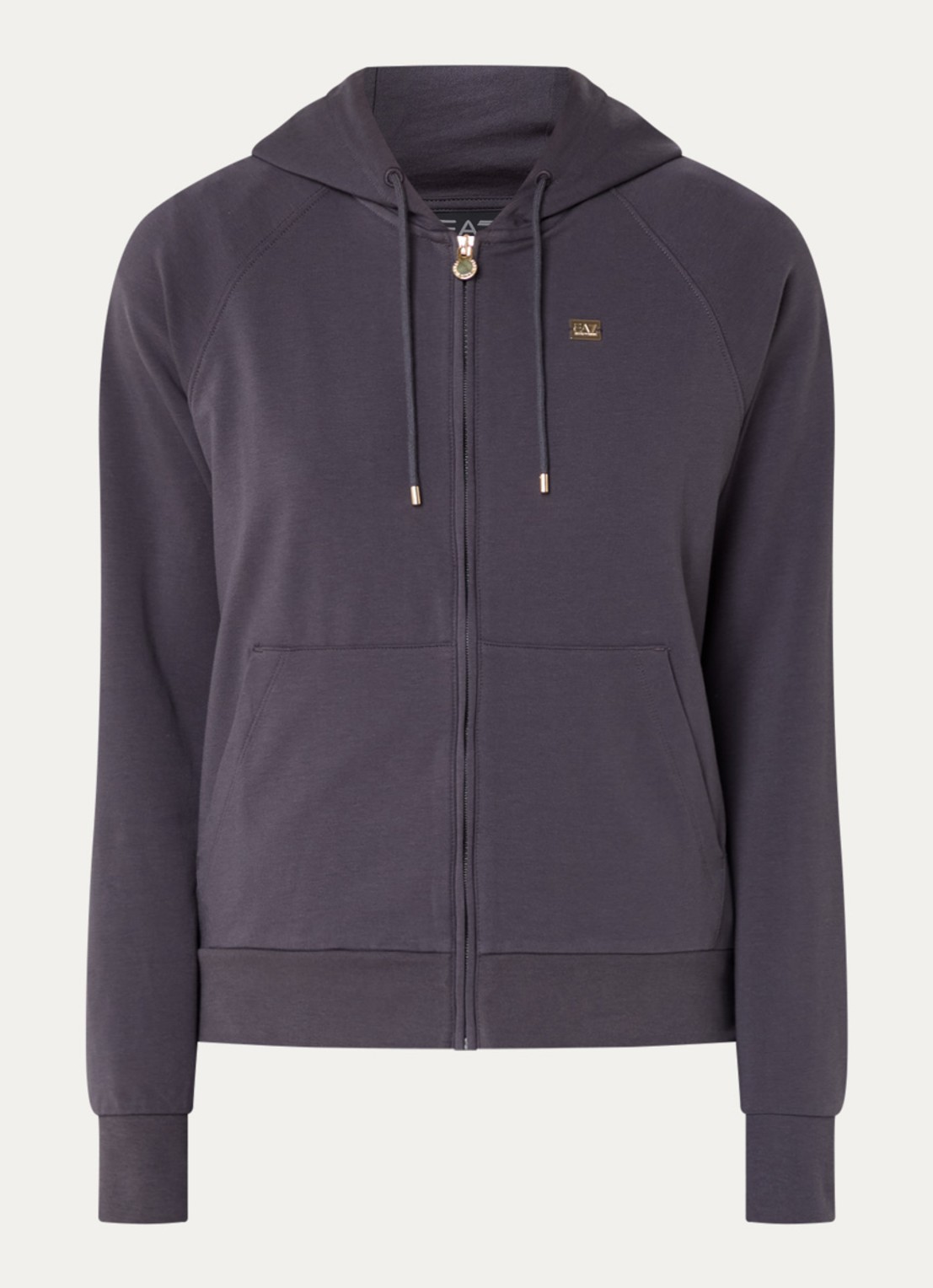 Armani Sweatvest met capuchon en logo - voorkant 2 antraciet