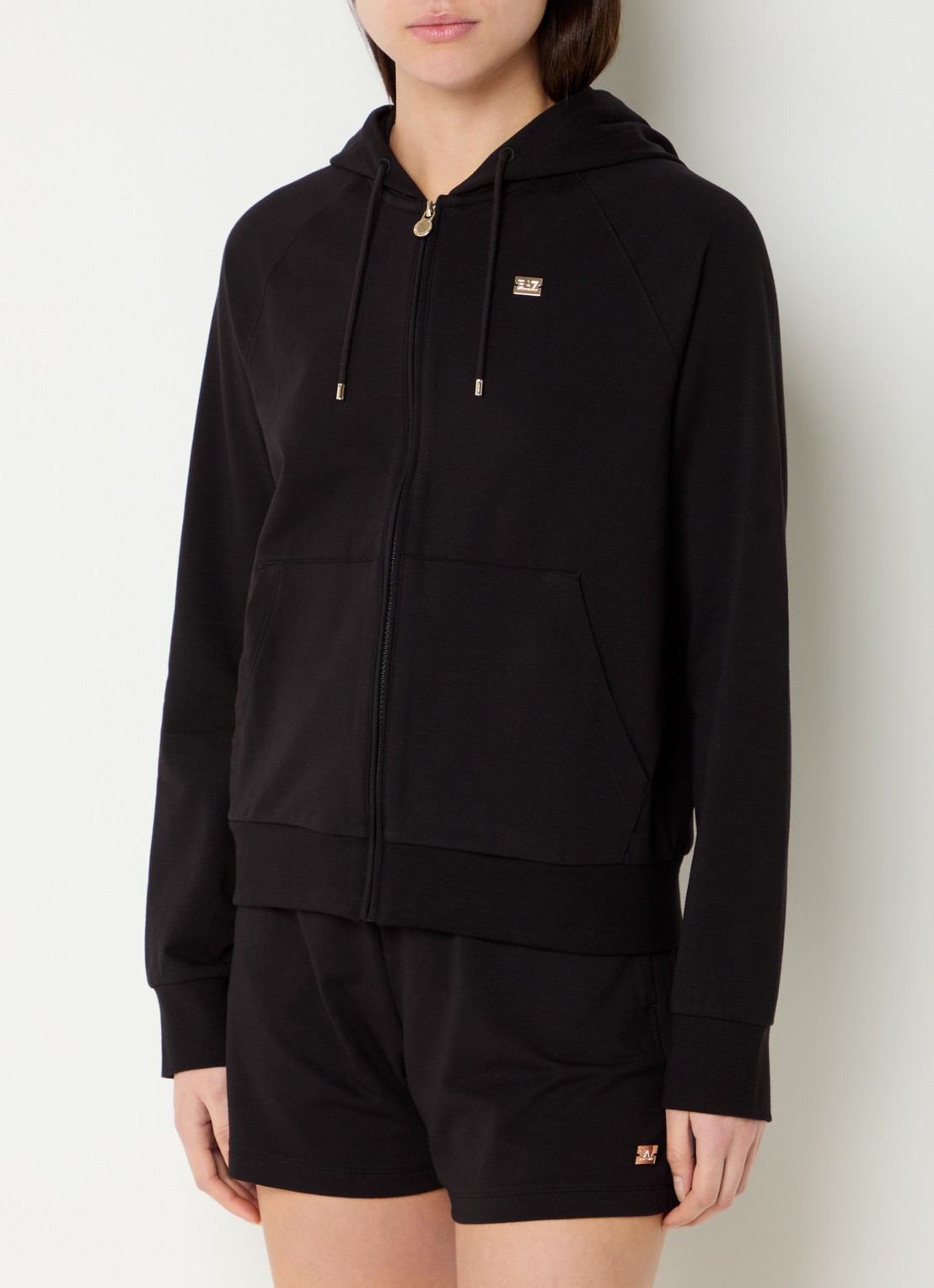 Armani Sweatvest met capuchon en logo - detail 2 zwart