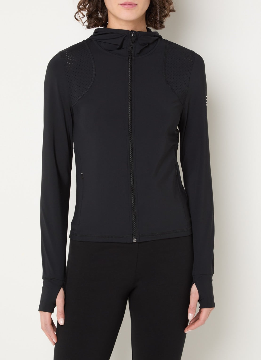Armani Sweatvest met capuchon en logo  - detail 2 zwart