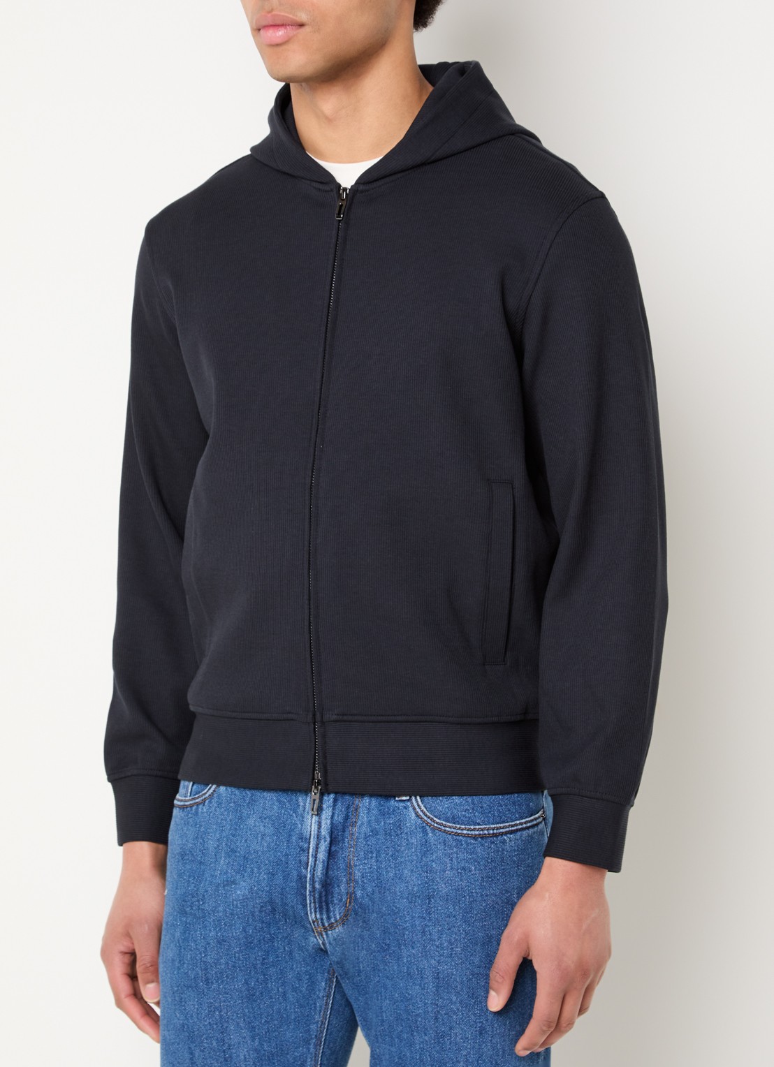Armani Sweatvest met capuchon - detail 4 donkerblauw