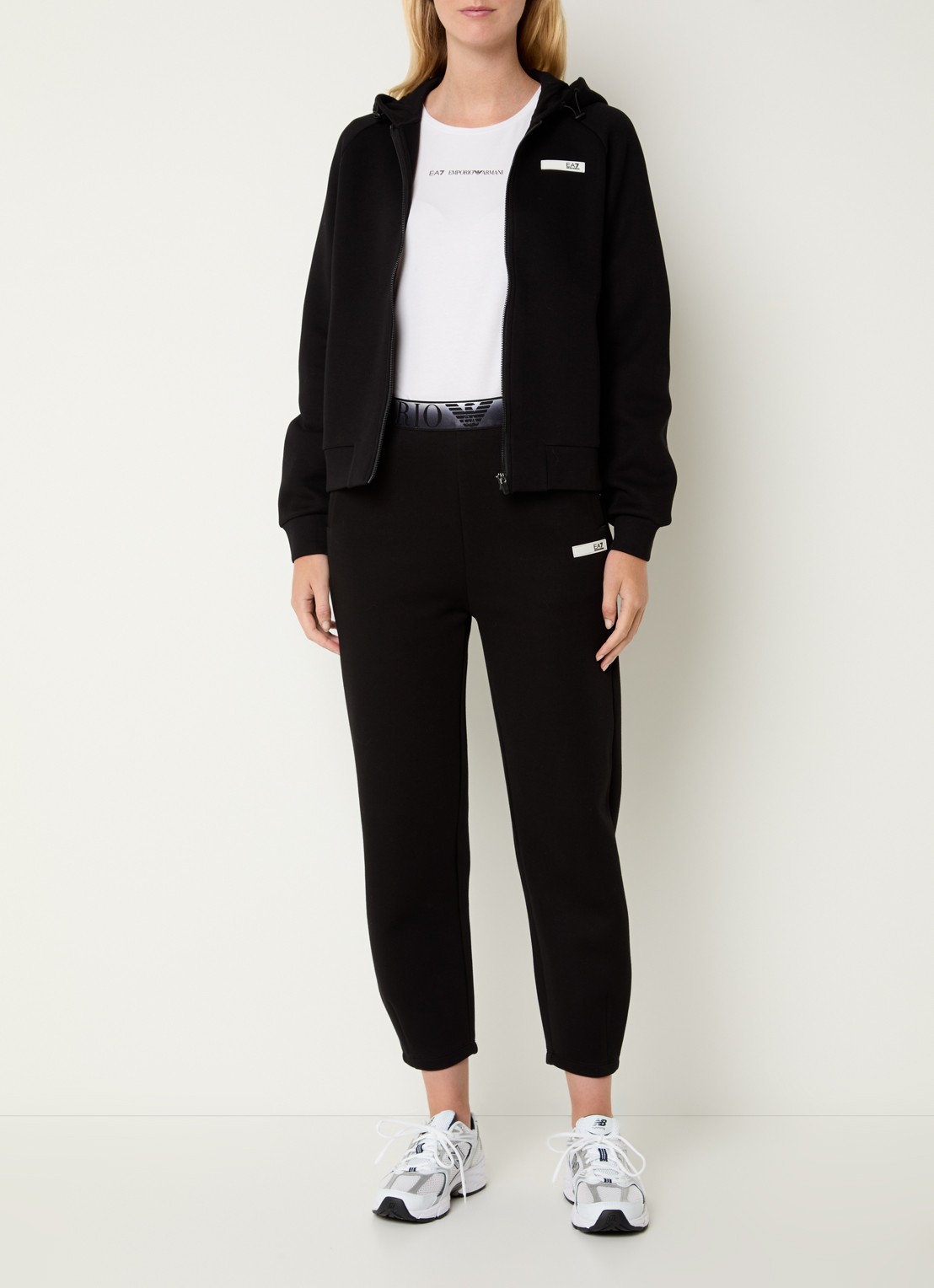 Armani Sweatvest met logo- en backprint - voorkant 2 zwart