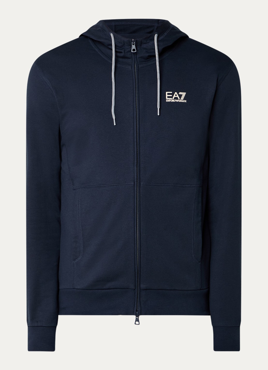 Armani Sweatvest met logo en capuchon - voorkant 3 donkerblauw