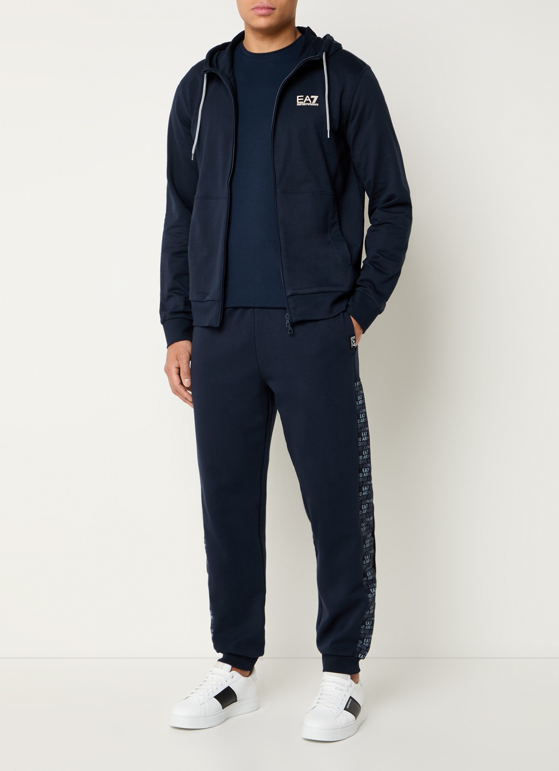 Armani Sweatvest met logo en capuchon - voorkant 4 donkerblauw
