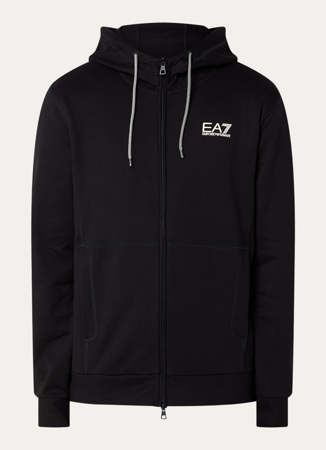 Armani Sweatvest met logo en capuchon - voorkant 3 zwart