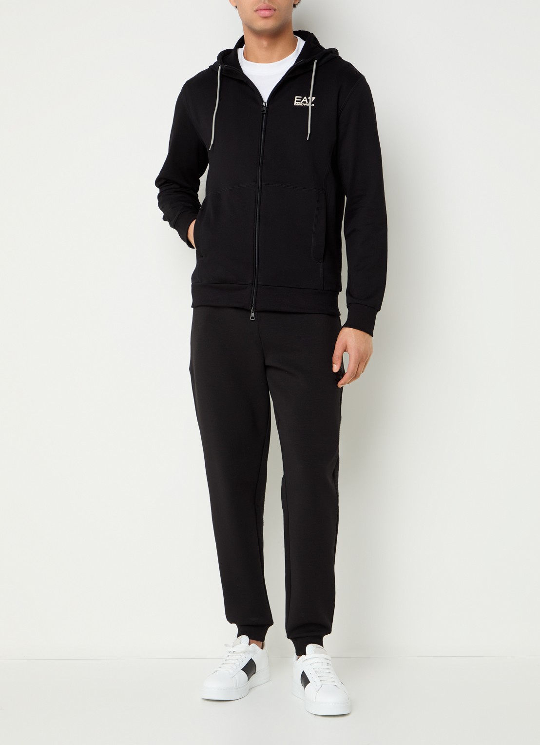 Armani Sweatvest met logo en capuchon - voorkant 4 zwart