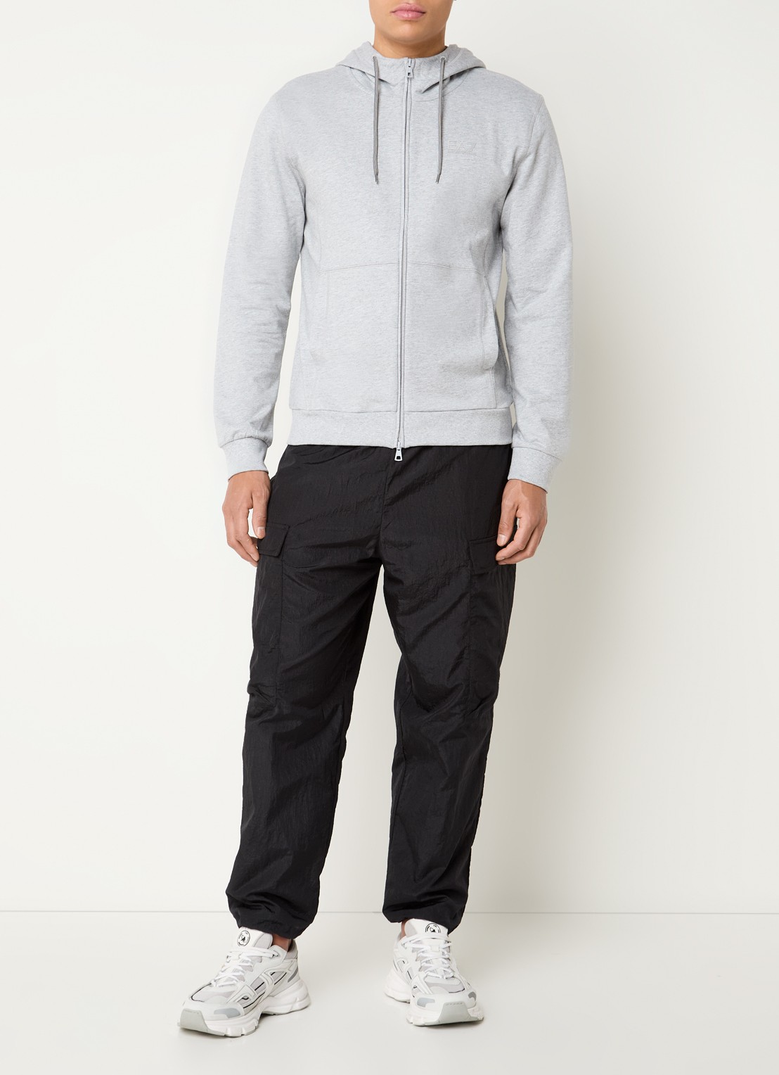 Armani Sweatvest met logo en capuchon - voorkant 5 grijsmele
