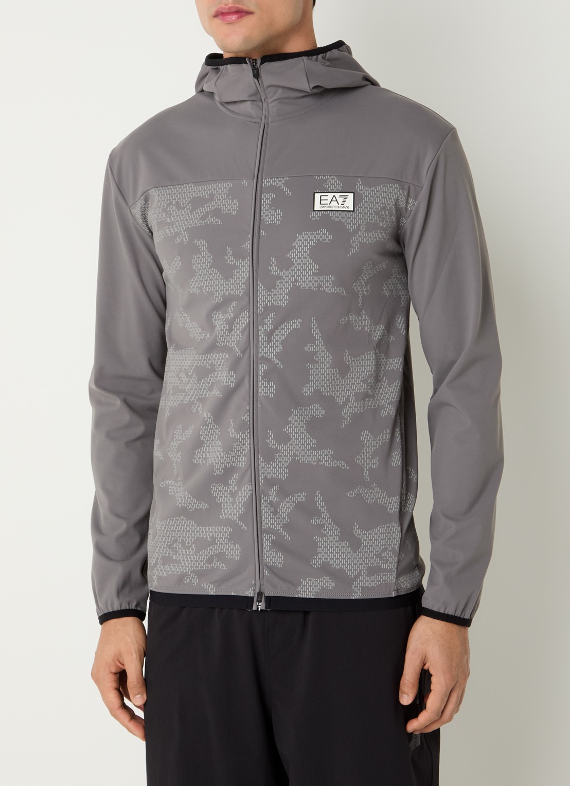 Armani Sweatvest met logo en capuchon - detail 4 grijs