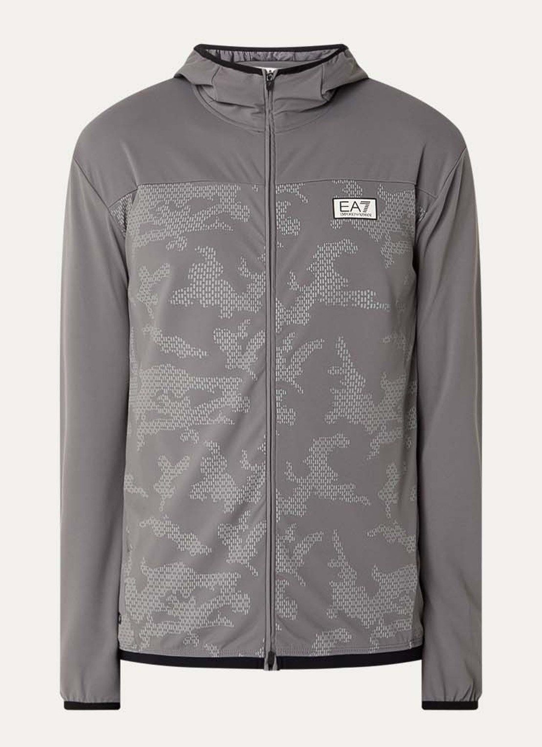 Armani Sweatvest met logo en capuchon - voorkant 2 grijs