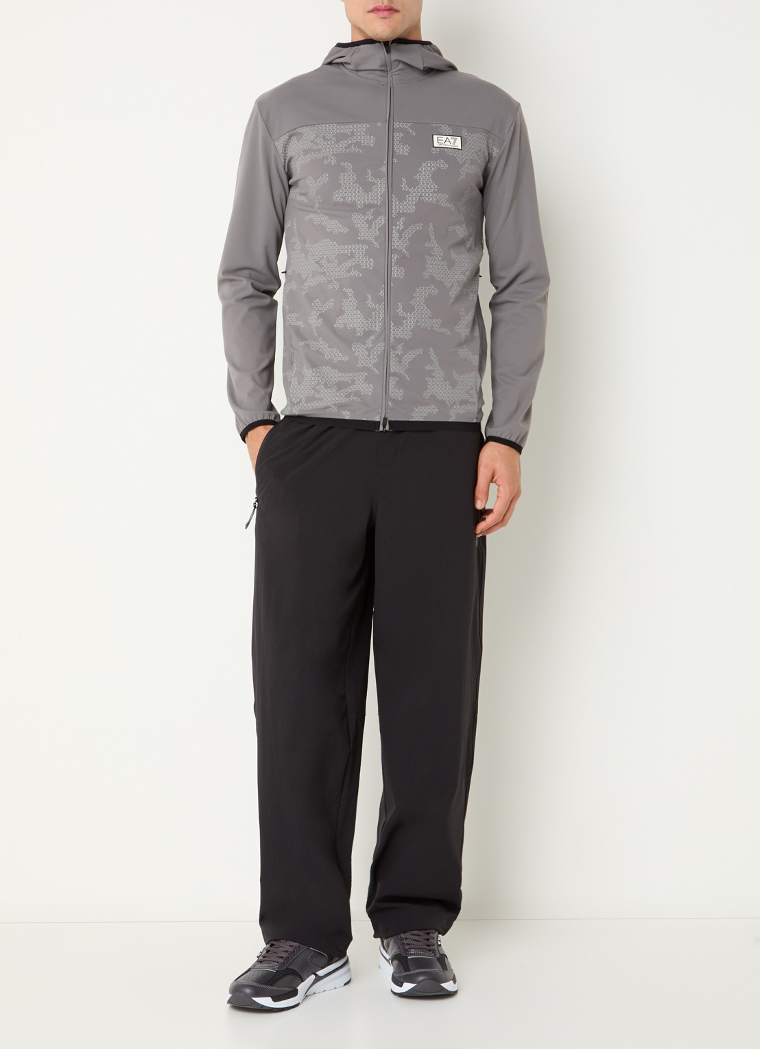 Armani Sweatvest met logo en capuchon - voorkant 3 grijs