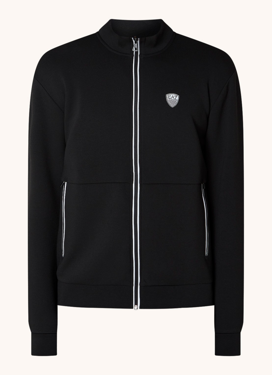 Armani Sweatvest met logo en ritszakken  - voorkant 3 zwart
