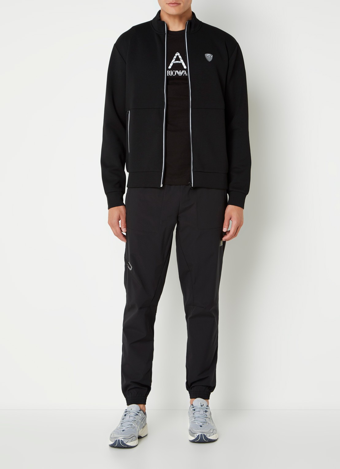Armani Sweatvest met logo en ritszakken  - voorkant 4 zwart