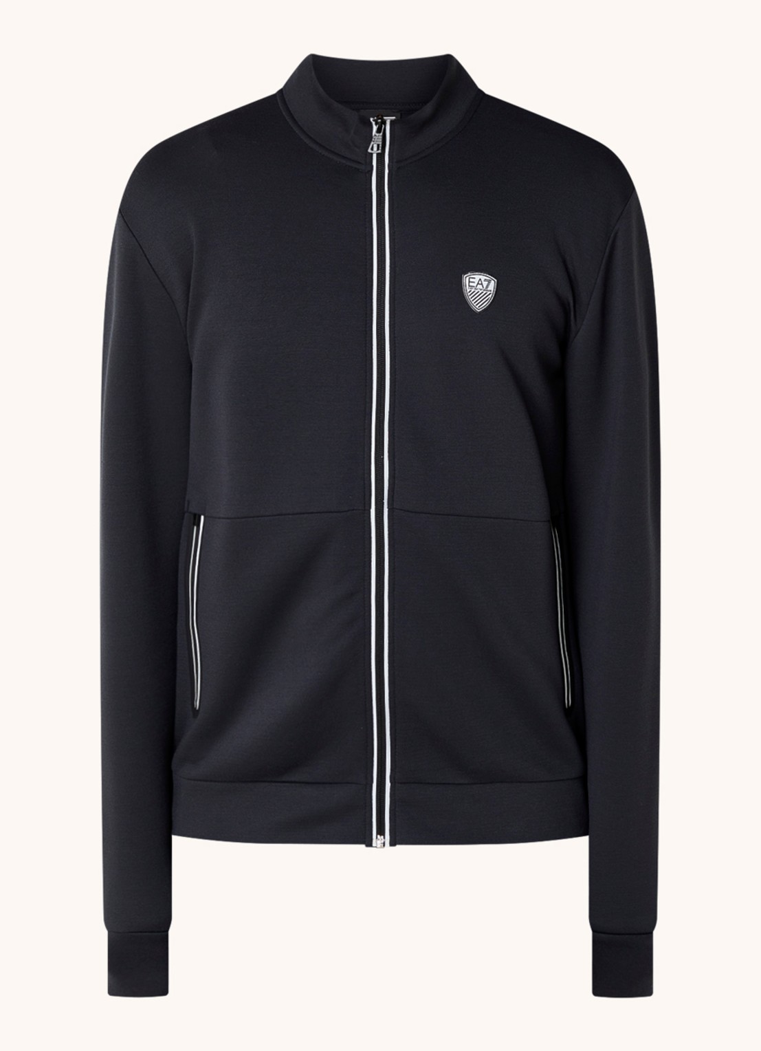 Armani Sweatvest met logo en ritszakken  - voorkant 2 donkerblauw