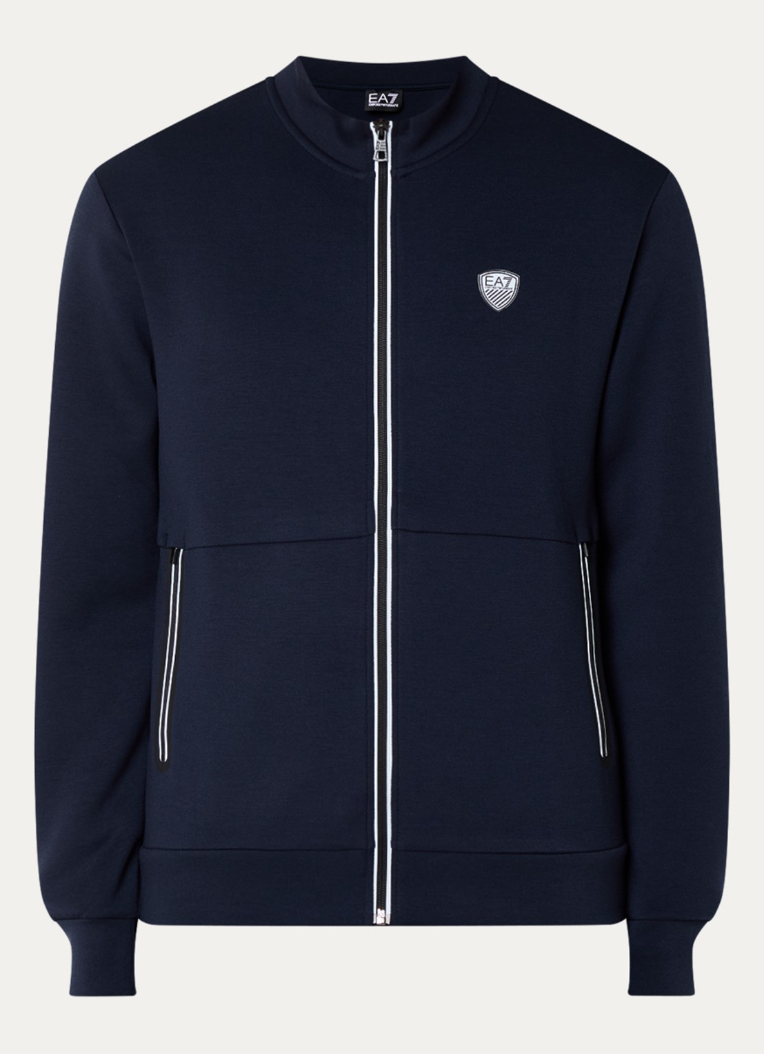 Armani Sweatvest met logo en ritszakken  - voorkant indigo