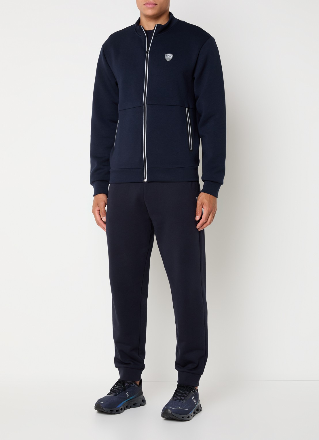 Armani Sweatvest met logo en ritszakken  - voorkant 2 indigo