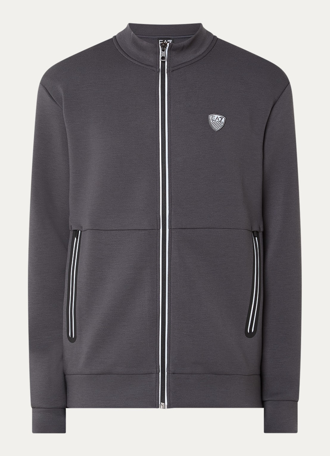 Armani Sweatvest met logo en ritszakken  - voorkant antraciet