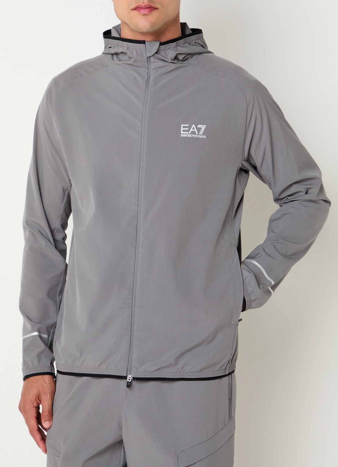 Armani Sweatvest met logo en ritszakken - detail 3 grijs