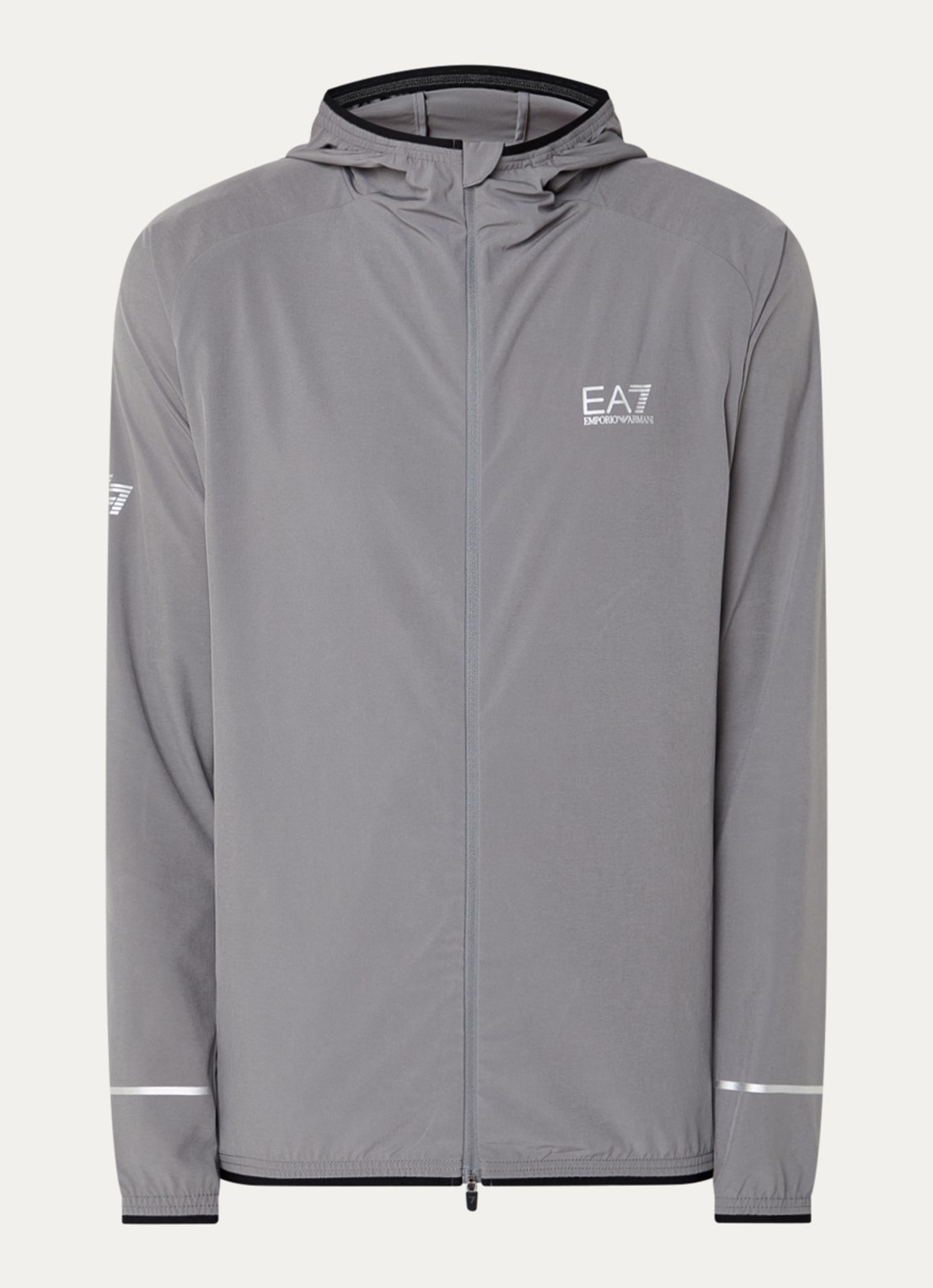 Armani Sweatvest met logo en ritszakken - voorkant grijs