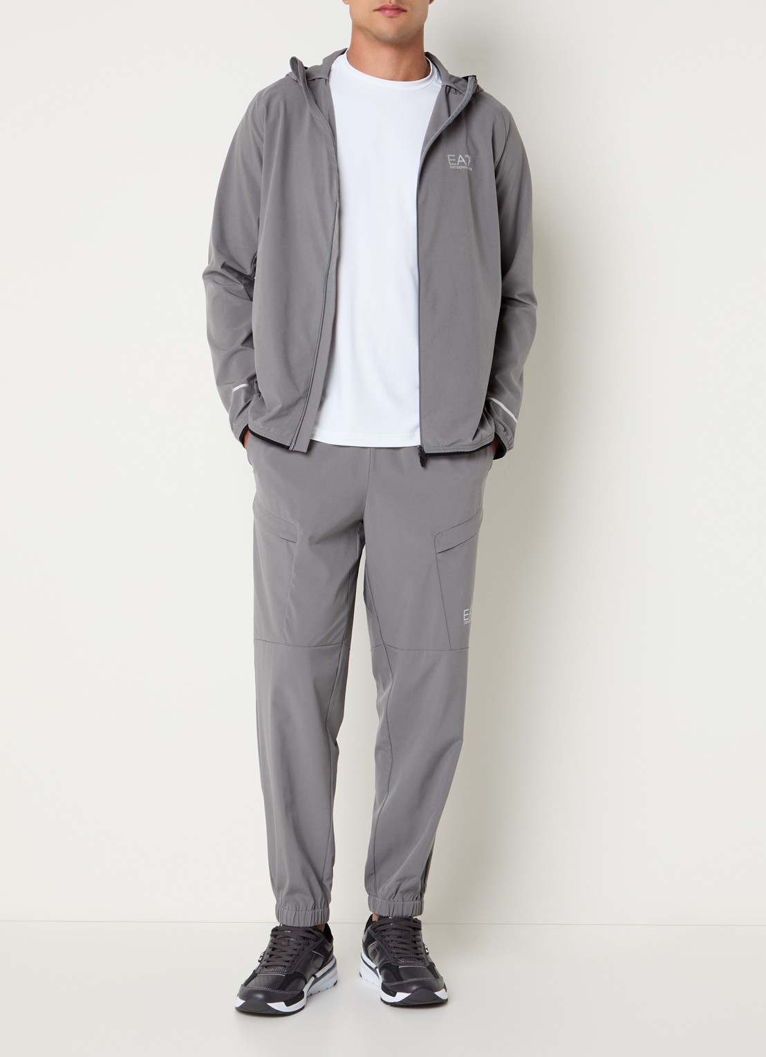 Armani Sweatvest met logo en ritszakken - voorkant 2 grijs